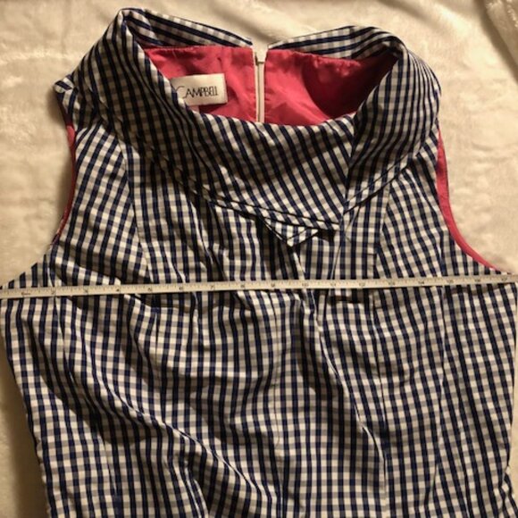 Sara Campbell Navy/White Check Pleated Dress; NWOT; Size 4; Excellent Condition - Picture 7 of 12